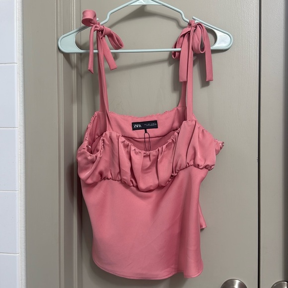 Zara bow strap, shirt, pink - Picture 1 of 3